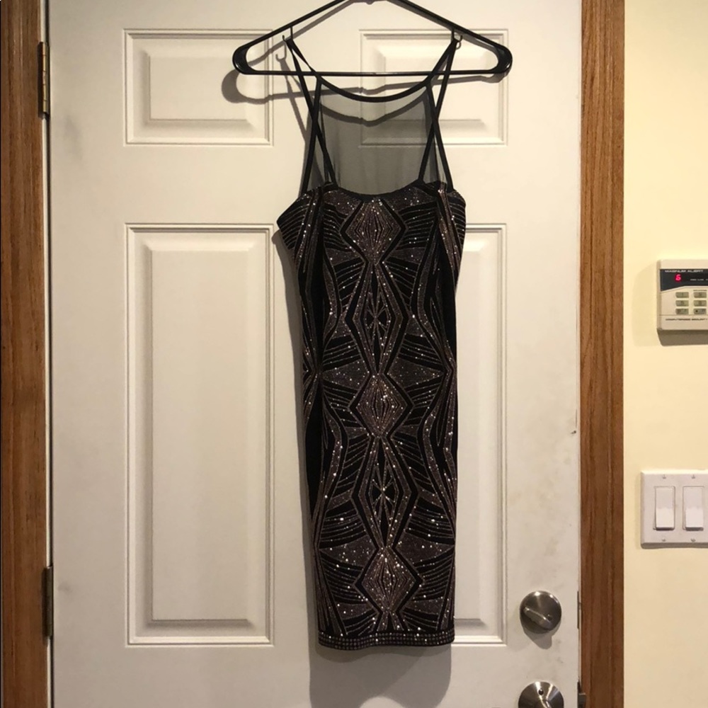 Shimmery Black Short Black Dress